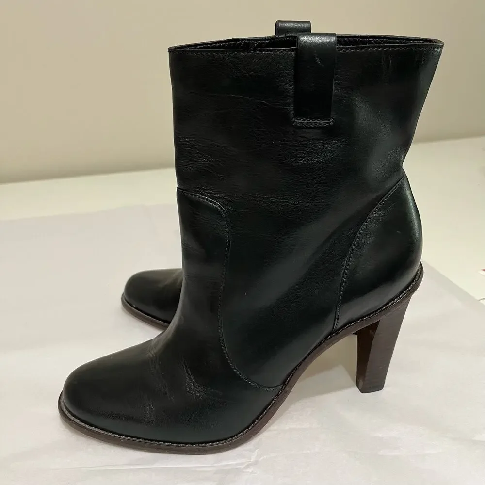 Women’s Black Leather Ankle Booties - Sleek High Heel